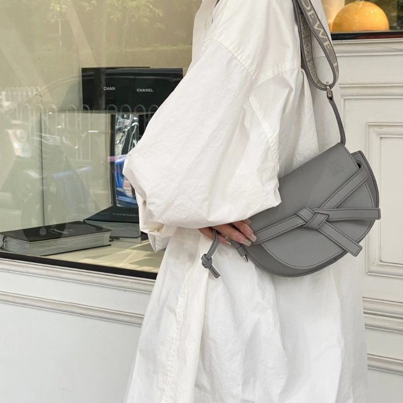 LOEWE Gate dual馬鞍包 - mini灰-1
