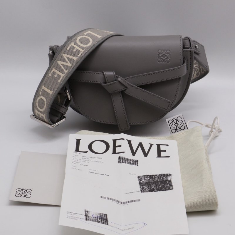 LOEWE Gate dual馬鞍包 - mini灰-12