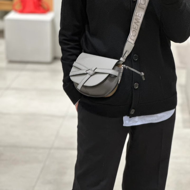 LOEWE Gate dual馬鞍包 - mini灰-13