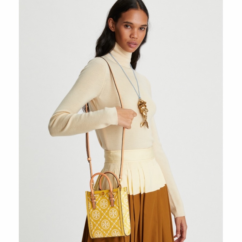 Tory Burch 女士 T Monogram迷你琴譜托特包單肩包均碼碼長:16cm，寬：6.5cm,高：18.5cm-5
