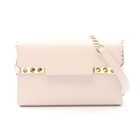 Delvaux Tempet Pochette 鏈條斜挎包 粉紅色皮革 二手 女士
