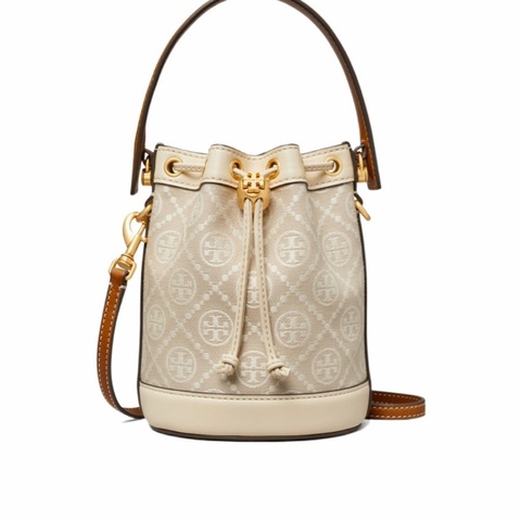 Tory Burch 女士 T MONOGRAM  提花迷你水桶包均碼碼常規、14cm*11cm*18cm
