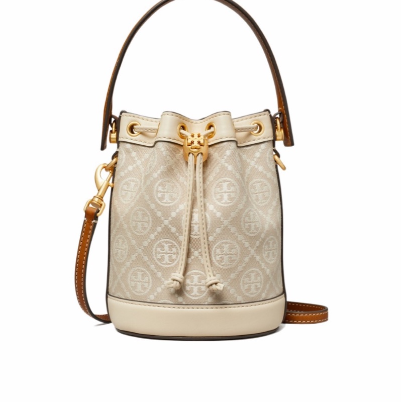 Tory Burch 女士 T MONOGRAM 提花迷你水桶包均碼碼常規、14cm*11cm*18cm-0