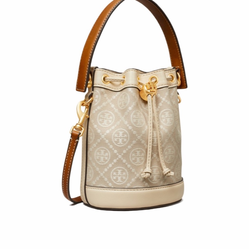 Tory Burch 女士 T MONOGRAM 提花迷你水桶包均碼碼常規、14cm*11cm*18cm-1