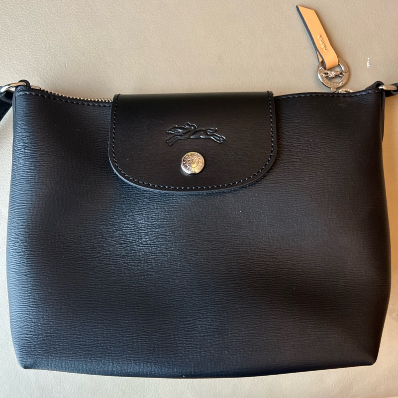 Longchamp 黑色真皮肩背包-2