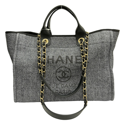 藍灰色 草編 Deauville 兩用包 購物包【CHANEL 香奈兒】