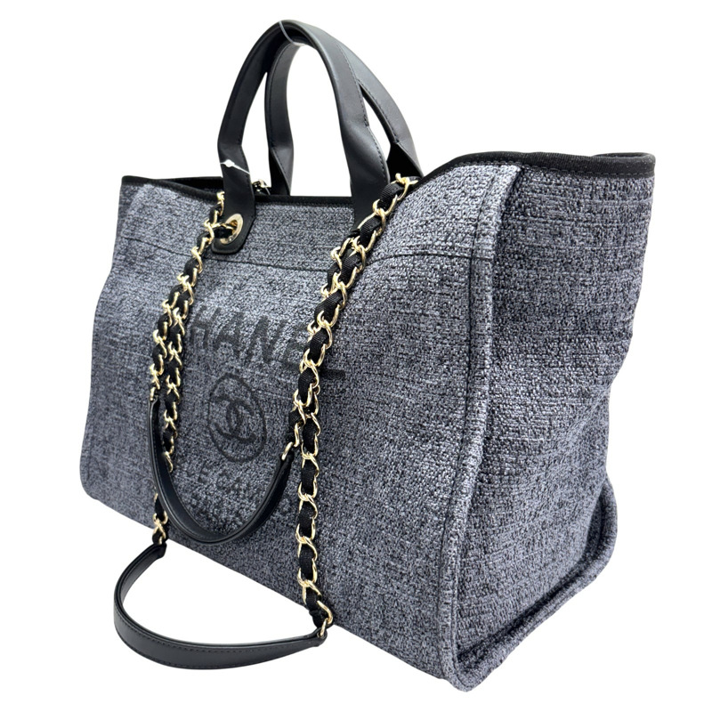 藍灰色 草編 Deauville 兩用包 購物包【CHANEL 香奈兒】-1