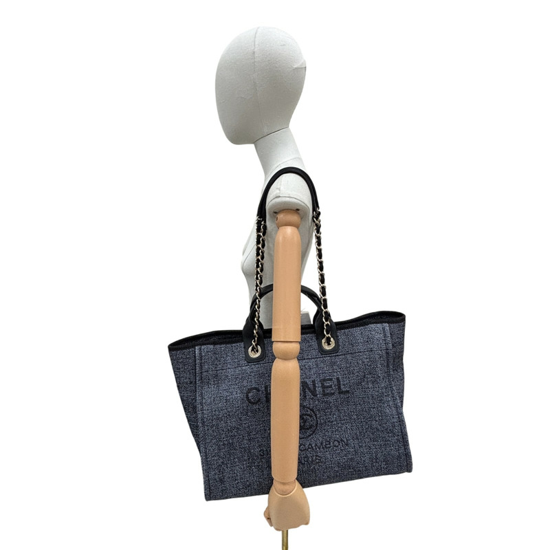 藍灰色 草編 Deauville 兩用包 購物包【CHANEL 香奈兒】-9