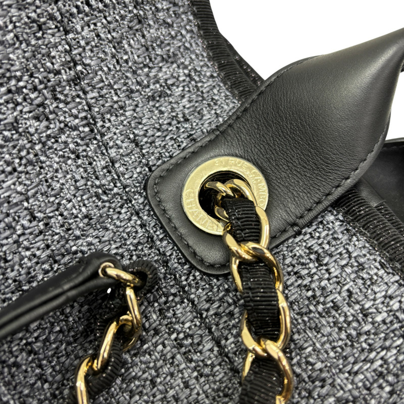 藍灰色 草編 Deauville 兩用包 購物包【CHANEL 香奈兒】-10