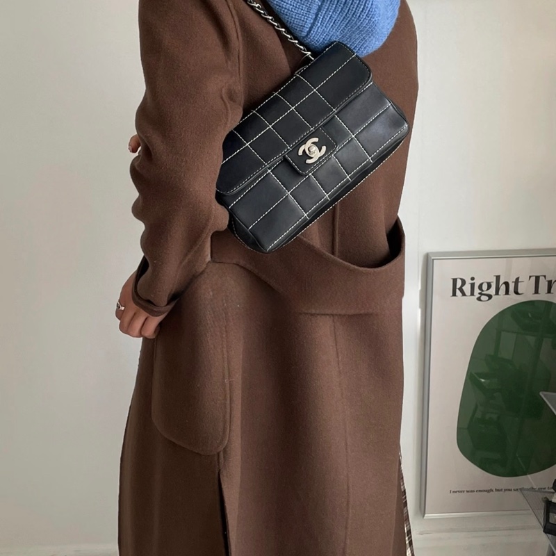 「JL精品代購」98新 Chanel 冰格黑銀cf 海軍藍-1