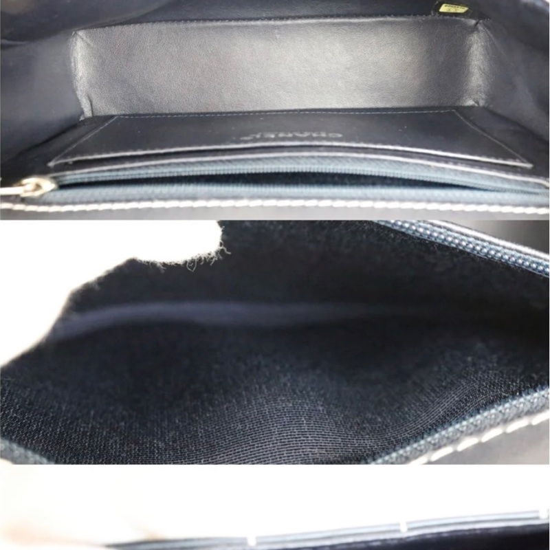 「JL精品代購」98新 Chanel 冰格黑銀cf 海軍藍-8
