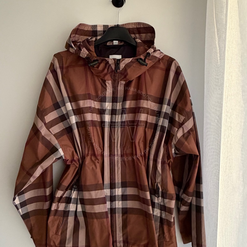 二手特別降價🖤Burberry格紋連帽外套/Burberry連帽風衣夾克/Burberry防風外套/Burberry收腰外套/Burberry外套（深棕/8049804）🖤無花果精品-2