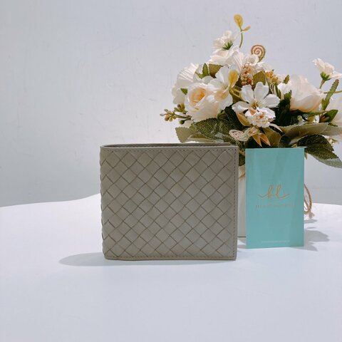 TK1933 Bottega Veneta 寶緹嘉兩摺經典格仔銀包Intrecciato Wallet Grey Calfskin