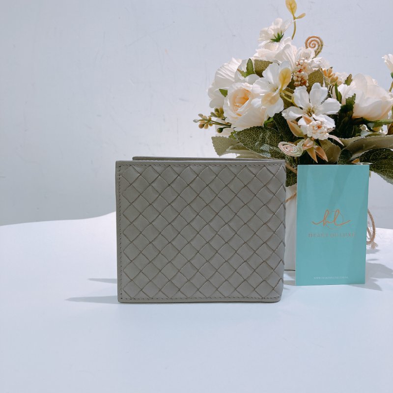 TK1933 Bottega Veneta 寶緹嘉兩摺經典格仔銀包Intrecciato Wallet Grey Calfskin-1