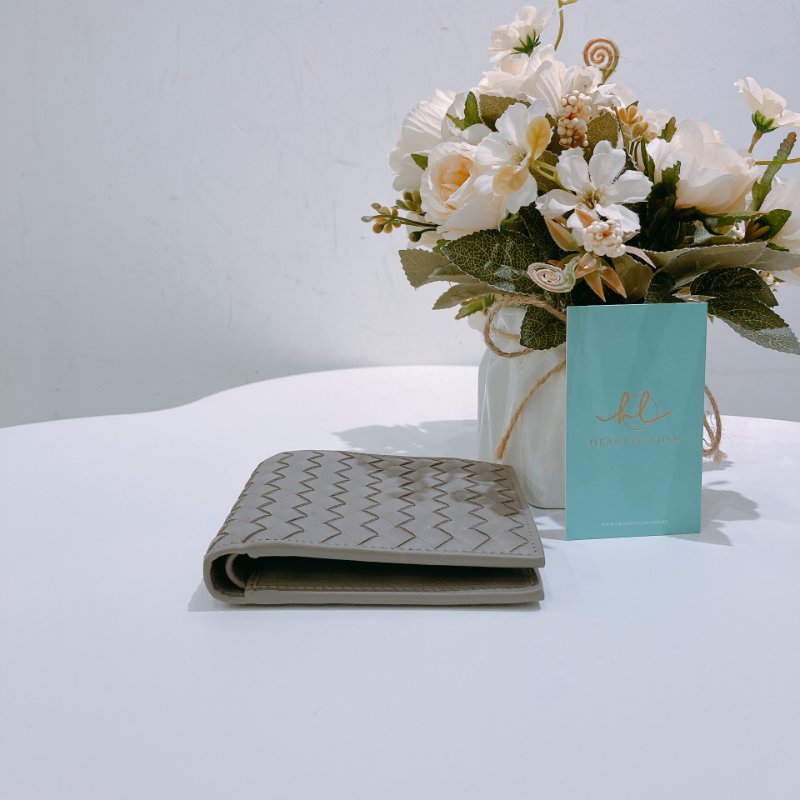 TK1933 Bottega Veneta 寶緹嘉兩摺經典格仔銀包Intrecciato Wallet Grey Calfskin-2