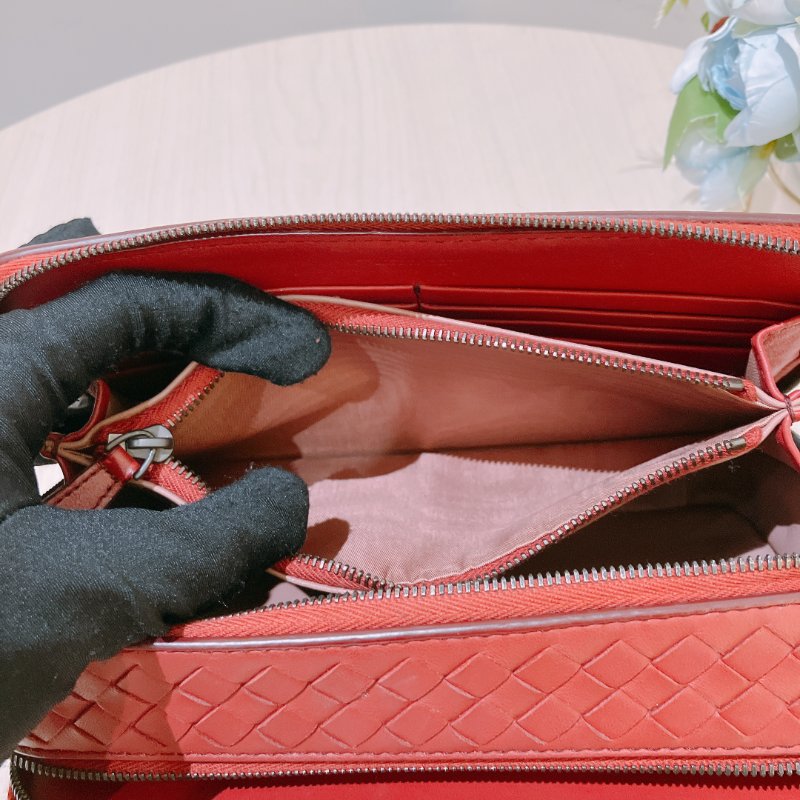 TK1925 葆蝶家 紅色編織 斜孭袋 Bottega Veneta Double Zip Chain Crossbody Bag Intrecciato Nappa Red-8