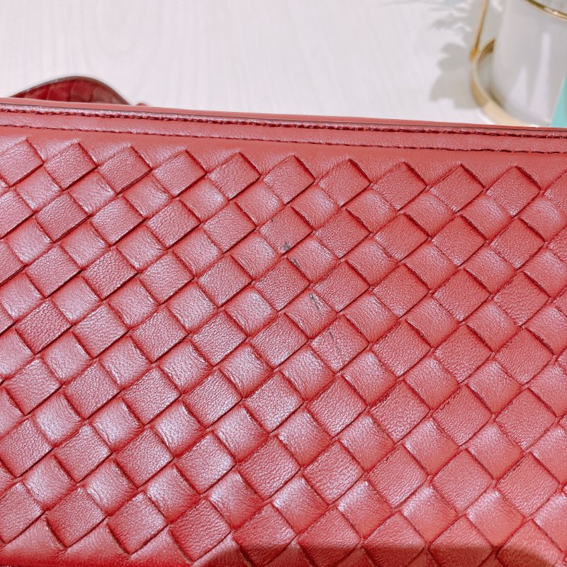 TK1925 葆蝶家 紅色編織 斜孭袋 Bottega Veneta Double Zip Chain Crossbody Bag Intrecciato Nappa Red-9