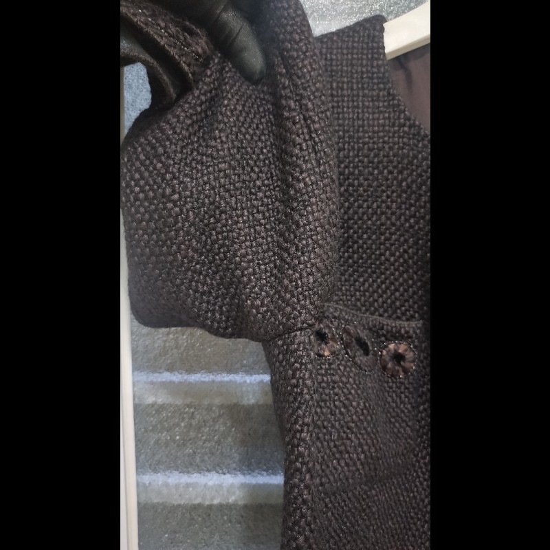 Chanel 深咖毛呢雙口袋繡亮片外套-14