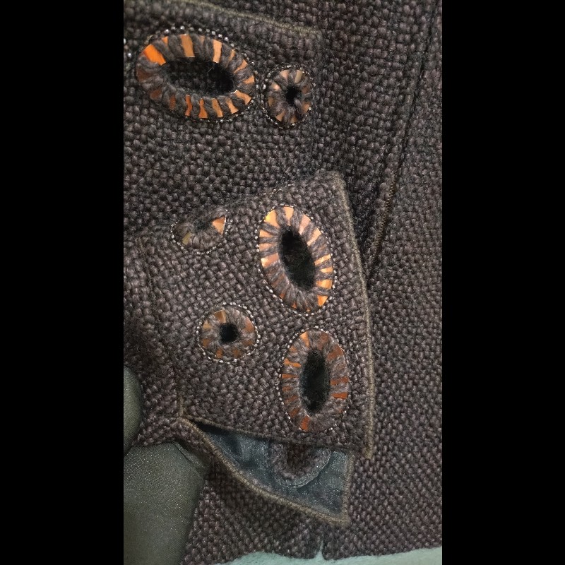 Chanel 深咖毛呢雙口袋繡亮片外套-15