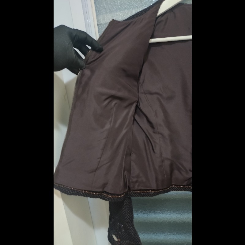 Chanel 深咖毛呢雙口袋繡亮片外套-22