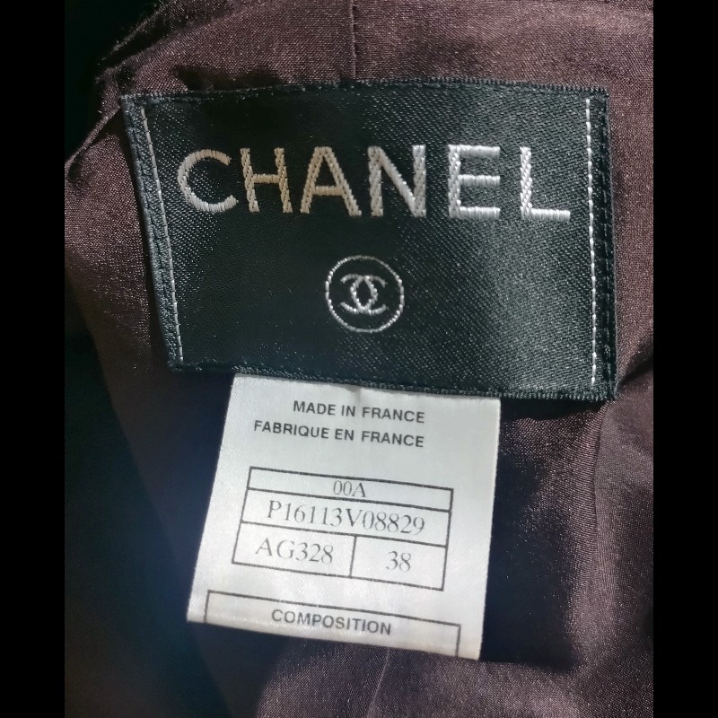 Chanel 深咖毛呢雙口袋繡亮片外套-24