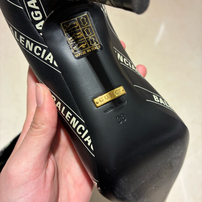 balenciaga*gucci黑皮革細高跟鞋 38號-3