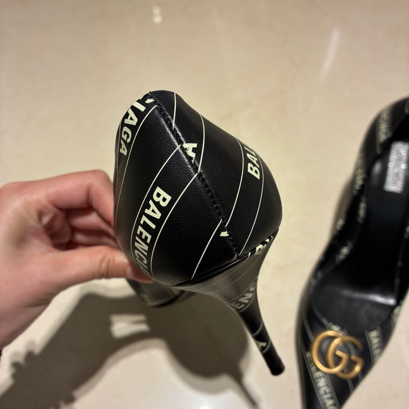 balenciaga*gucci黑皮革細高跟鞋 38號-7