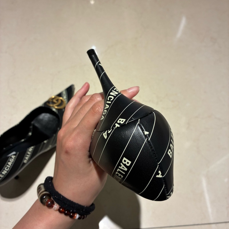 balenciaga*gucci黑皮革細高跟鞋 38號-8