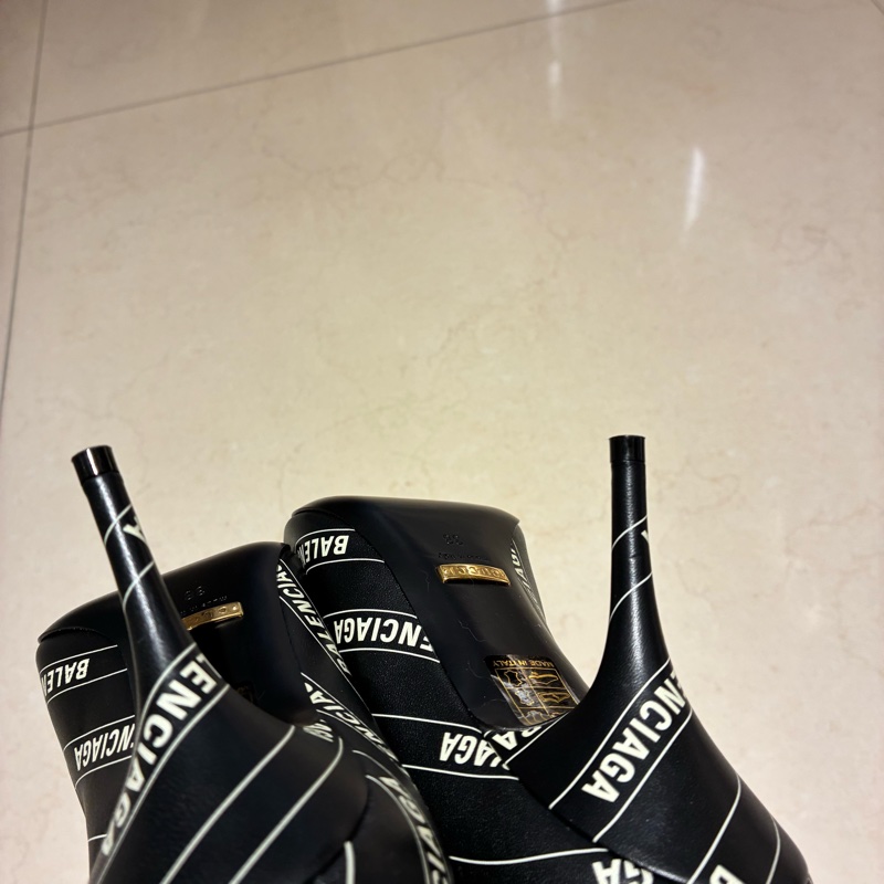 balenciaga*gucci黑皮革細高跟鞋 38號-14