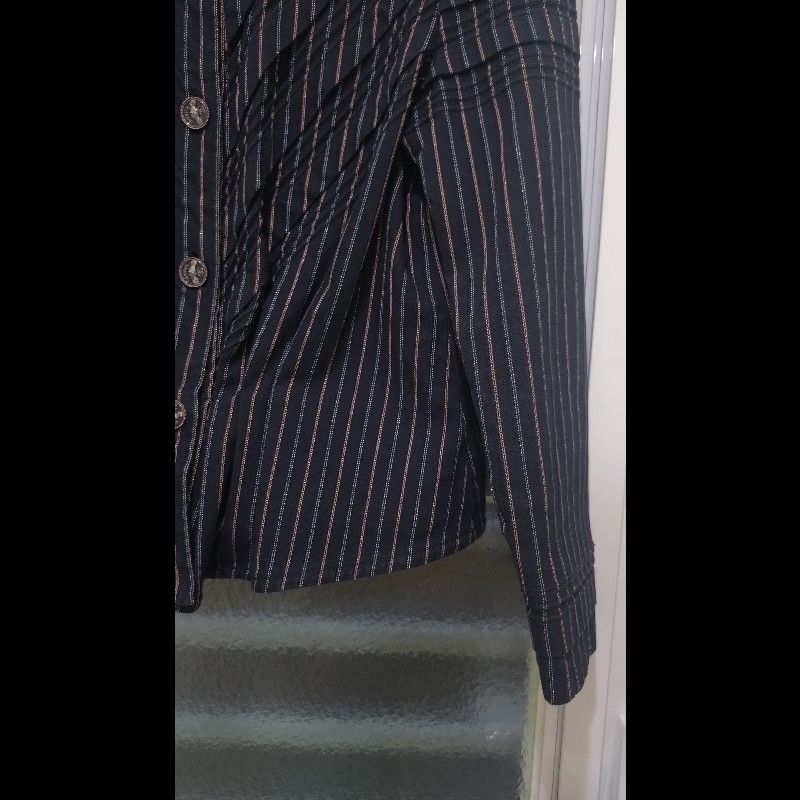 Chanel 藍色布繡直線條外套-6