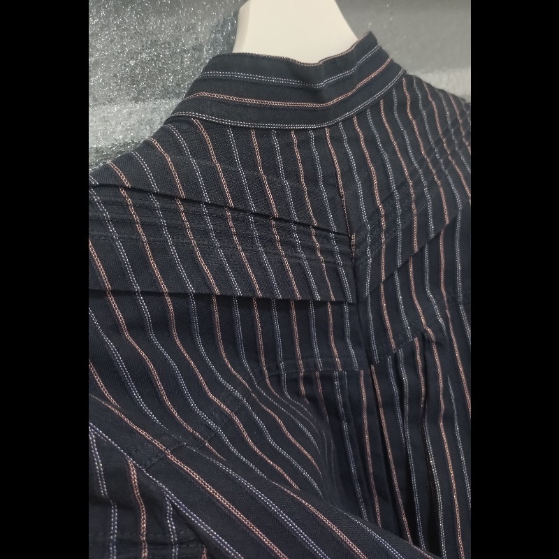 Chanel 藍色布繡直線條外套-13