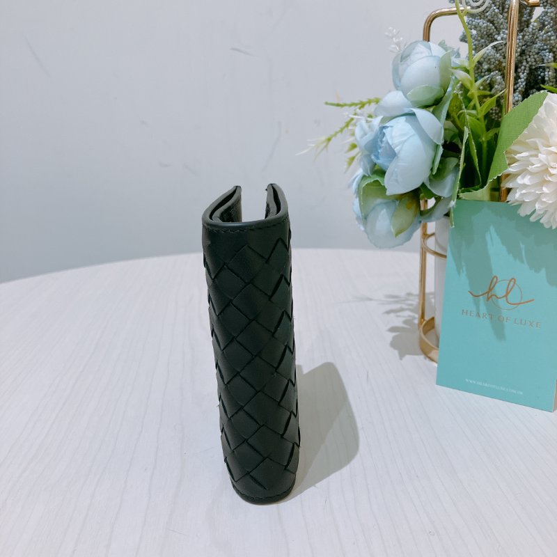 TK1932 葆蝶家 男士 黑色編織 錢包 Bottega Veneta Small Intrecciato Wallet Black Calfskin-2