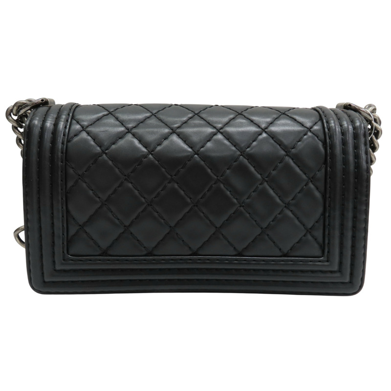 黑色 羊皮 Boy25 鍊帶肩背包 銀釦 (無卡)【CHANEL 香奈兒】 A67086-1