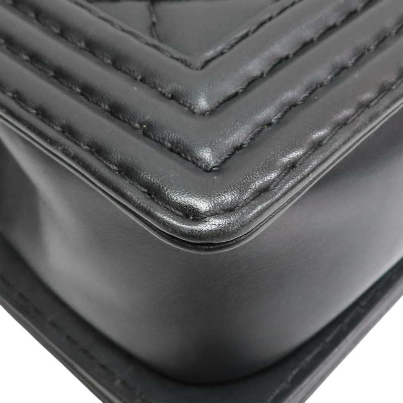 黑色 羊皮 Boy25 鍊帶肩背包 銀釦 (無卡)【CHANEL 香奈兒】 A67086-10