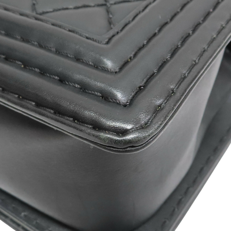 黑色 羊皮 Boy25 鍊帶肩背包 銀釦 (無卡)【CHANEL 香奈兒】 A67086-11