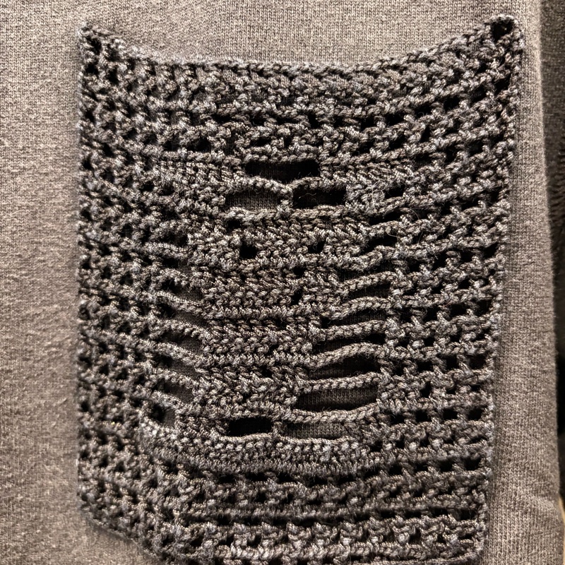 LV/路易威登/LOUIS VUITTON/8成新黑色口袋網格短袖T恤-5