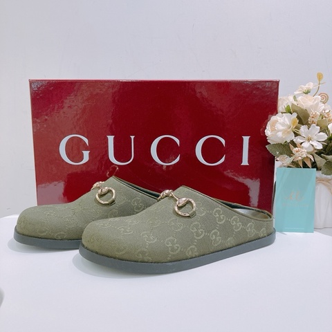 TW4690 Gucci 古馳懶人鞋 Women's Mule With Horsebit Canvas