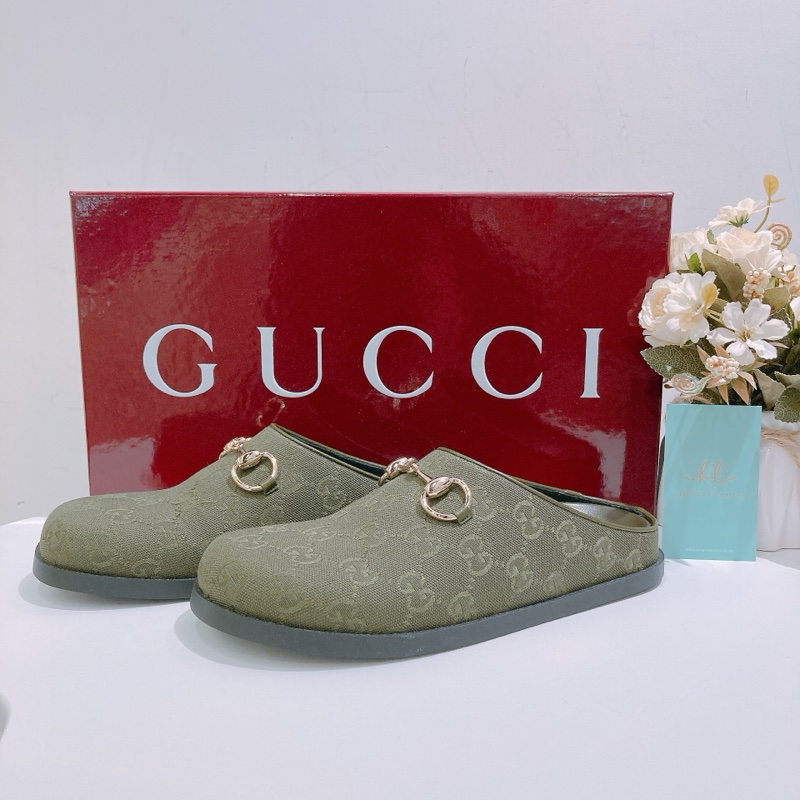 TW4690 Gucci 古馳懶人鞋 Women's Mule With Horsebit Canvas-0