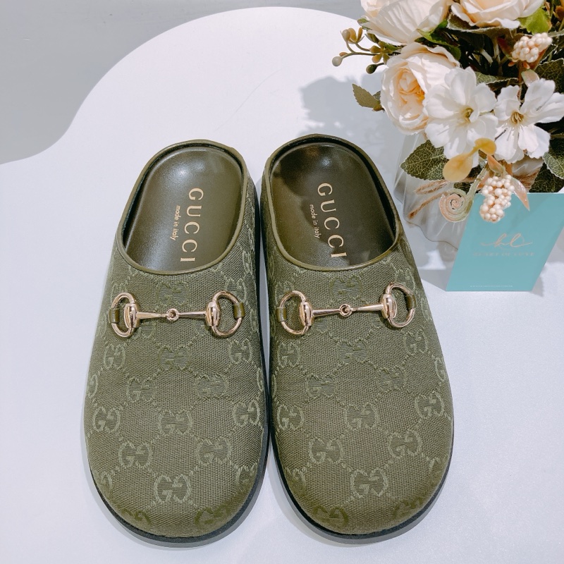 TW4690 Gucci 古馳懶人鞋 Women's Mule With Horsebit Canvas-2