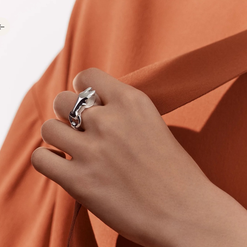 現貨商品 全新商品 台灣購證 Hermes 台灣專櫃 馬年馬上鑽 銀飾馬頭戒指-1