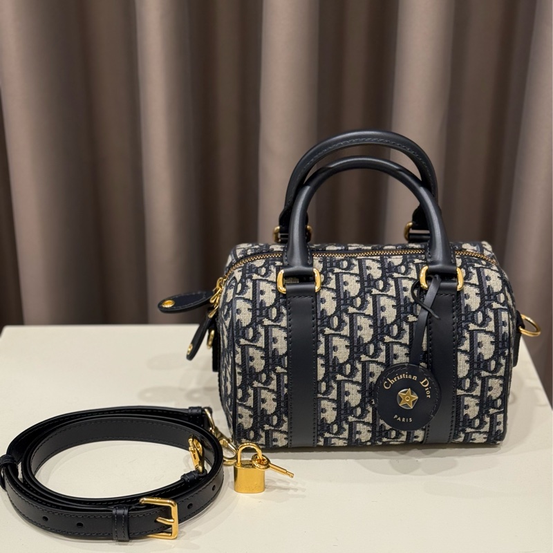 （全新全配）Dior Groove20藍色 Dior Oblique 緹花波士頓包-1