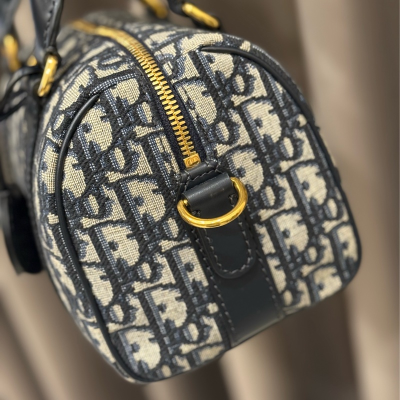 （全新全配）Dior Groove20藍色 Dior Oblique 緹花波士頓包-6