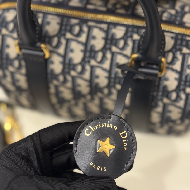 （全新全配）Dior Groove20藍色 Dior Oblique 緹花波士頓包-7