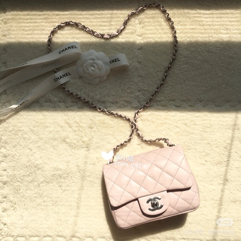 Chanel Mini cf17粉色方胖 法國製-1