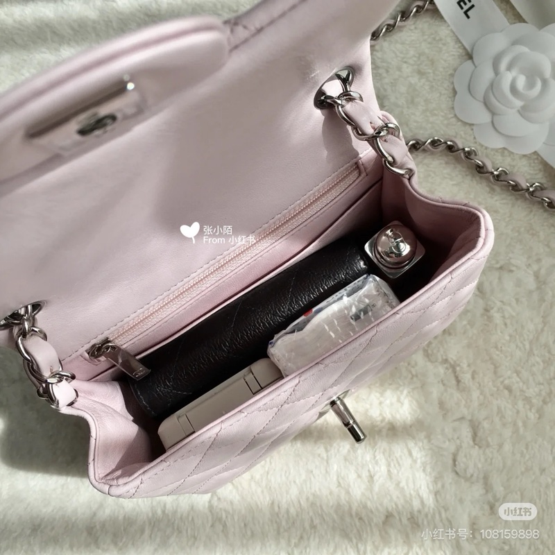 Chanel Mini cf17粉色方胖 法國製-2