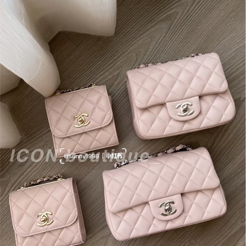 Chanel Mini cf17粉色方胖 法國製
