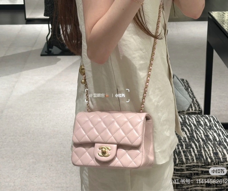 Chanel Mini cf17粉色方胖 法國製-5