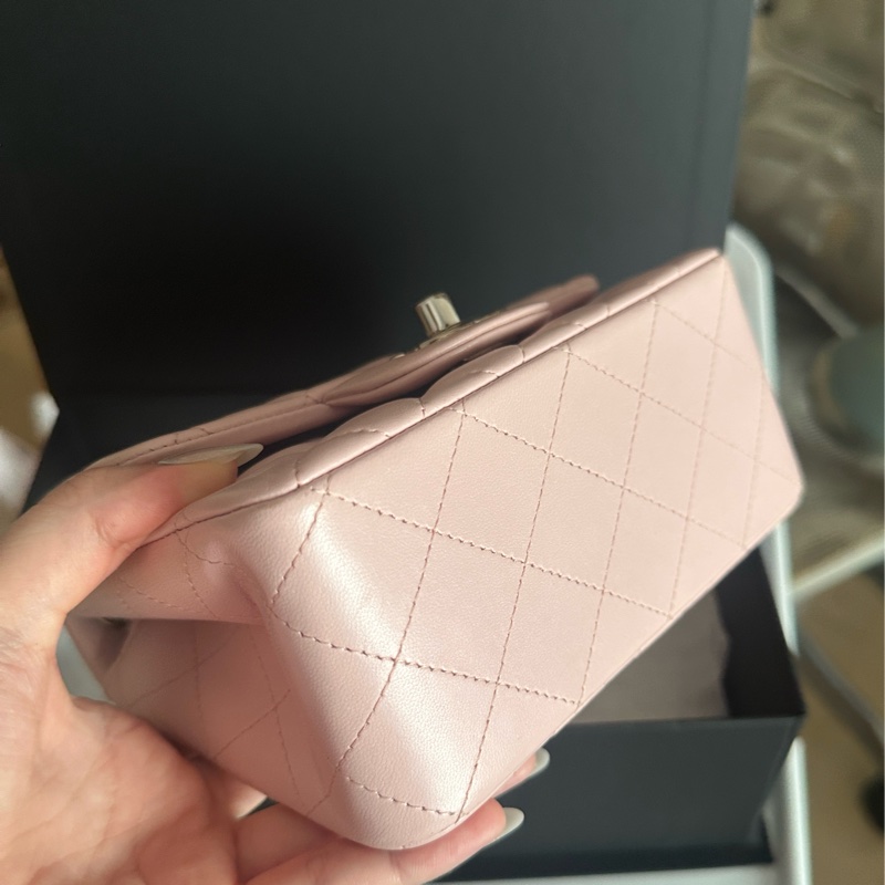 Chanel Mini cf17粉色方胖 法國製-7