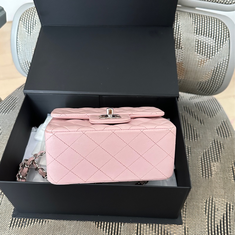Chanel Mini cf17粉色方胖 法國製-7