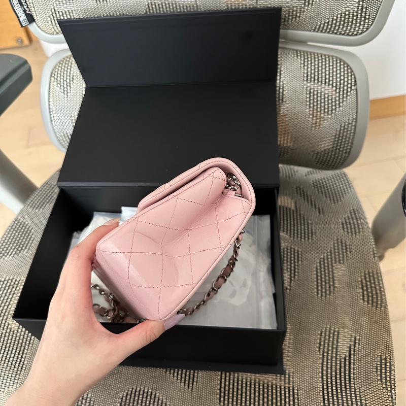 Chanel Mini cf17粉色方胖 法國製-8
